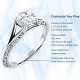 18K Gold IGI Certified Round 3 Carat Lab Grown Diamond Art Deco Split Shank Solitaire Ring