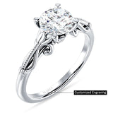 14K Gold IGI Certified Round 1 Carat Lab Grown Diamond Art Deco Beaded Filigree Solitaire Ring