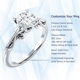 10K Gold IGI Certified Round 1 Carat Lab Grown Diamond Art Deco Beaded Filigree Solitaire Ring
