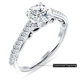 IGI Certified Round 2 Carat Lab Grown Diamond Art Deco Cluster Filigree Ring