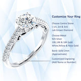 18K Gold IGI Certified Round 2 Carat Lab Grown Diamond Art Deco Cluster Filigree Ring