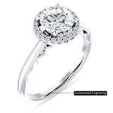 10K Gold IGI Certified Round 1 Carat Lab Grown Diamond Art Deco Filigree Cluster Halo Ring