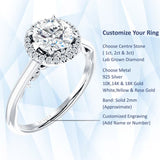 10K Gold IGI Certified Round 1 Carat Lab Grown Diamond Art Deco Filigree Cluster Halo Ring