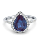 Pear Teardrop Halo Natural Diamond Ring