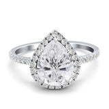 Pear Teardrop Halo Natural Diamond Ring