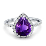 Pear Teardrop Halo Natural Diamond Ring