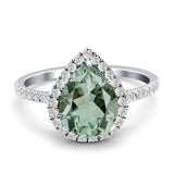 Pear Teardrop Halo Natural Diamond Ring