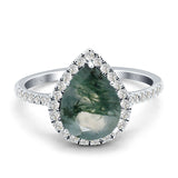 Pear Teardrop Halo Natural Diamond Ring