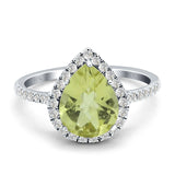 Pear Teardrop Halo Natural Diamond Ring