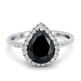 Pear Teardrop Halo Natural Diamond Ring
