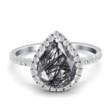 Pear Teardrop Halo Natural Diamond Ring