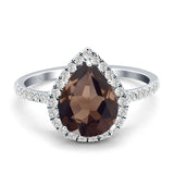Pear Teardrop Halo Natural Diamond Ring