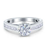 Round Classic Style Princess Cut Gold Ring