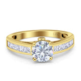 Round Classic Style Princess Cut Gold Ring
