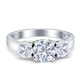 Three Stone Round Cubic Zirconia Gold Ring