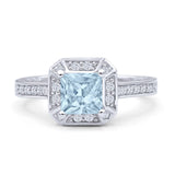 Princess Cut Halo Art Deco Gold Ring