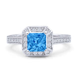 Princess Cut Halo Art Deco Gold Ring