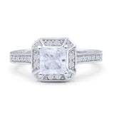 Princess Cut Halo Art Deco Gold Ring