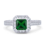 Princess Cut Halo Art Deco Gold Ring