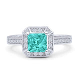Princess Cut Halo Art Deco Gold Ring