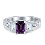 Three Stone Emerald Cut Gold Ring