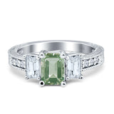 Three Stone Emerald Cut Gold Ring