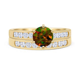 Two Piece Round Solitaire Half Eternity Cathedral Ring