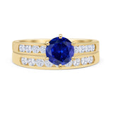 Two Piece Round Solitaire Half Eternity Cathedral Ring