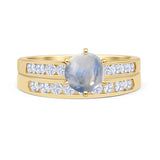 Two Piece Round Natural Moonstone Cathedral Ring