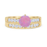 Two Piece Round Solitaire Half Eternity Cathedral Ring