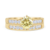 Two Piece Round Solitaire Half Eternity Cathedral Ring