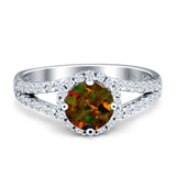 Three Stone Round CZ Gold Ring