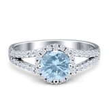Round Halo Split Shank Gold Ring