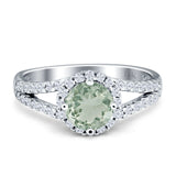 Round Halo Split Shank Gold Ring