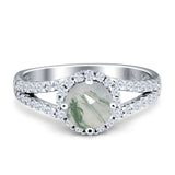 Round Halo Split Shank Gold Ring