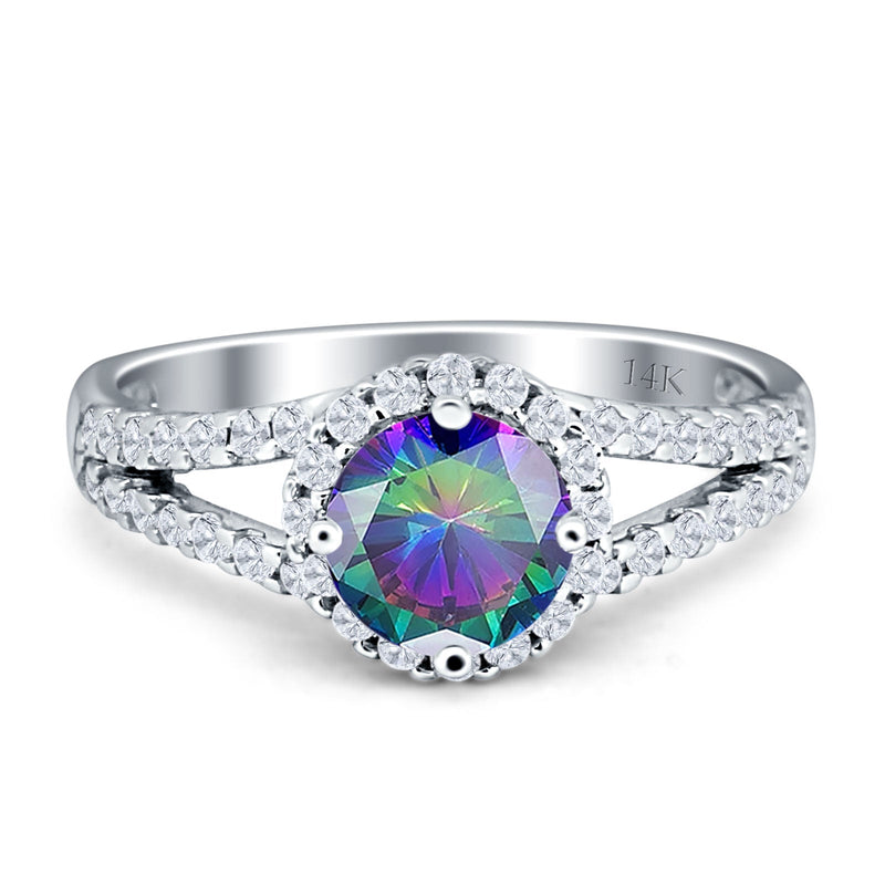Three Stone Round CZ Gold Ring