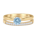 Two Piece Round Solitaire Eternity Gold Ring