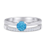 Two Piece Round Solitaire Eternity Gold Ring