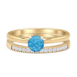 Two Piece Round Solitaire Eternity Gold Ring