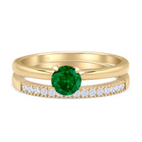 Two Piece Round Solitaire Eternity Gold Ring