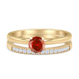 Two Piece Round Solitaire Eternity Gold Ring