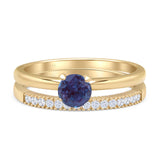Two Piece Round Solitaire Bridal Gold Ring