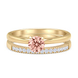 Two Piece Round Solitaire Eternity Gold Ring
