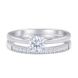 Two Piece Round Solitaire Bridal Gold Ring