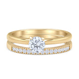 Two Piece Round Solitaire Bridal Gold Ring
