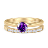 Two Piece Round Solitaire Bridal Gold Ring
