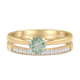 Two Piece Round Solitaire Bridal Gold Ring