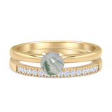 Two Piece Round Solitaire Bridal Gold Ring