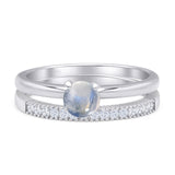 Two Piece Round Solitaire Bridal Gold Ring