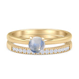 Two Piece Round Solitaire Bridal Gold Ring